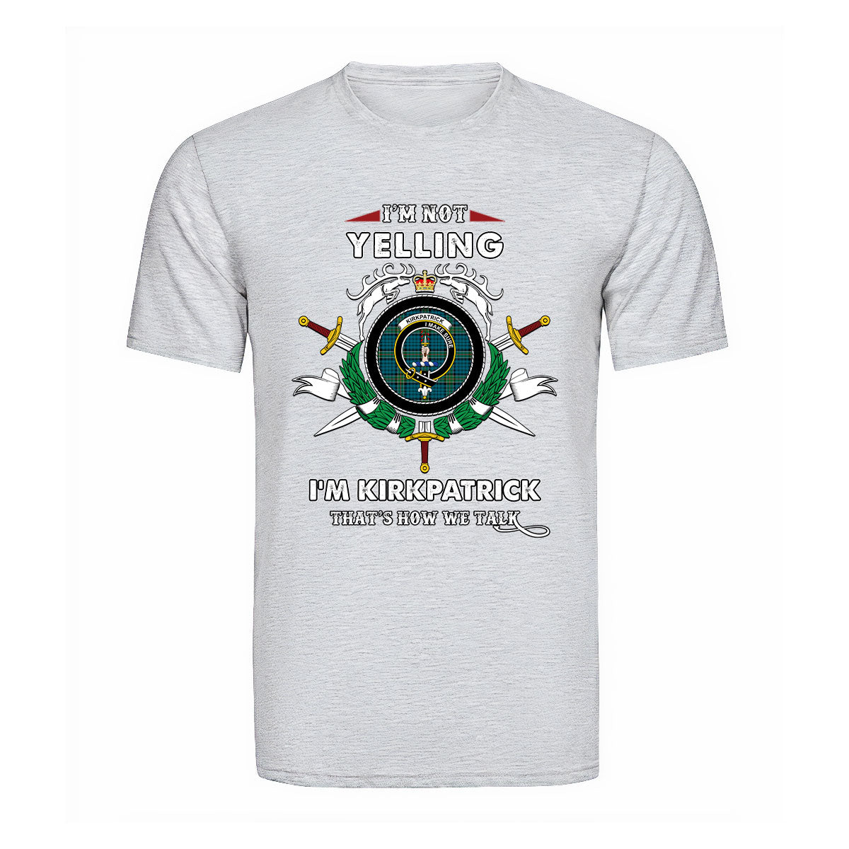 Kirkpatrick Ancient Tartan Crest T-shirt - I'm not yelling style