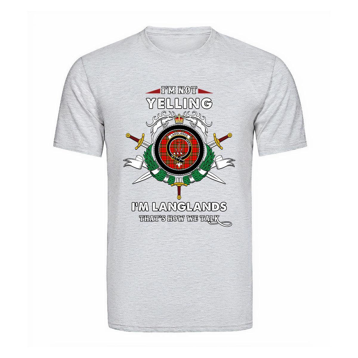 Langlands Tartan Crest T-shirt - I'm not yelling style