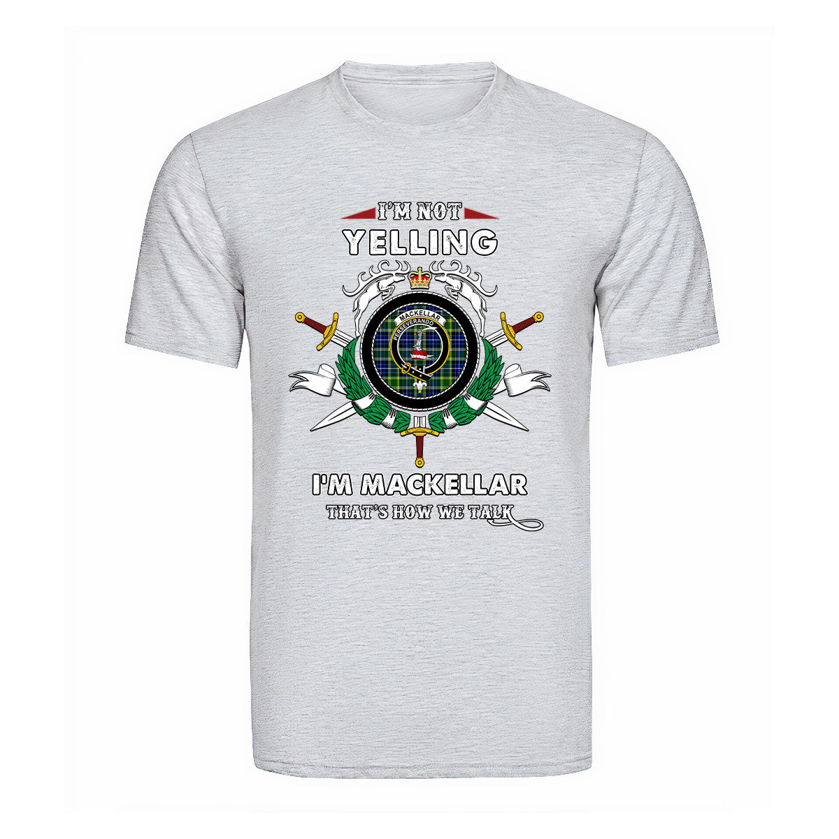 MacKellar Tartan Crest T-shirt - I'm not yelling style