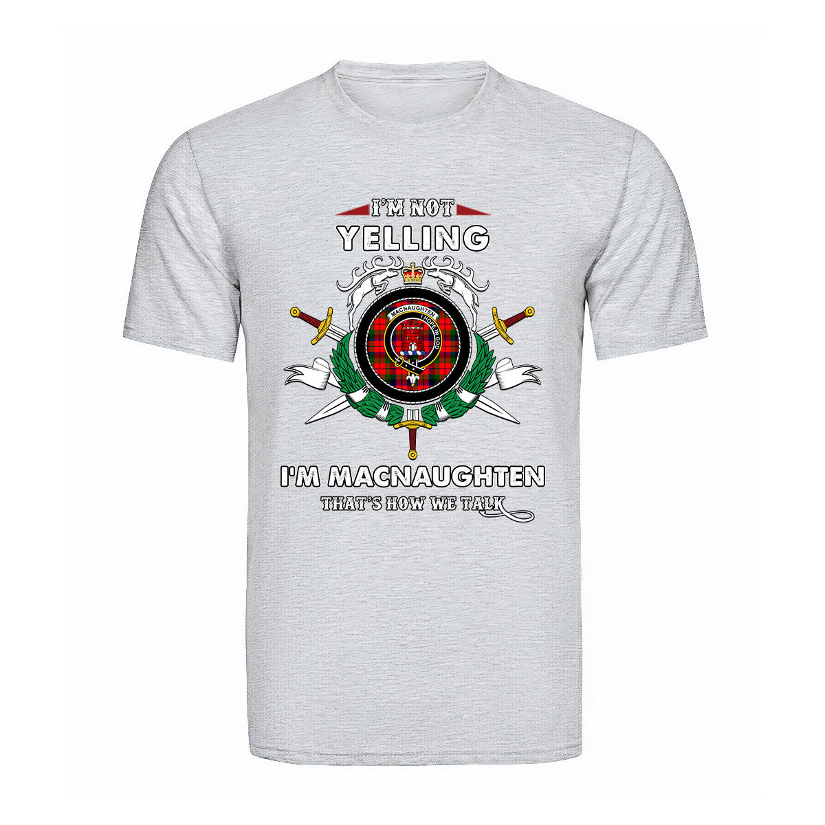 MacNaughten Tartan Crest T-shirt - I'm not yelling style