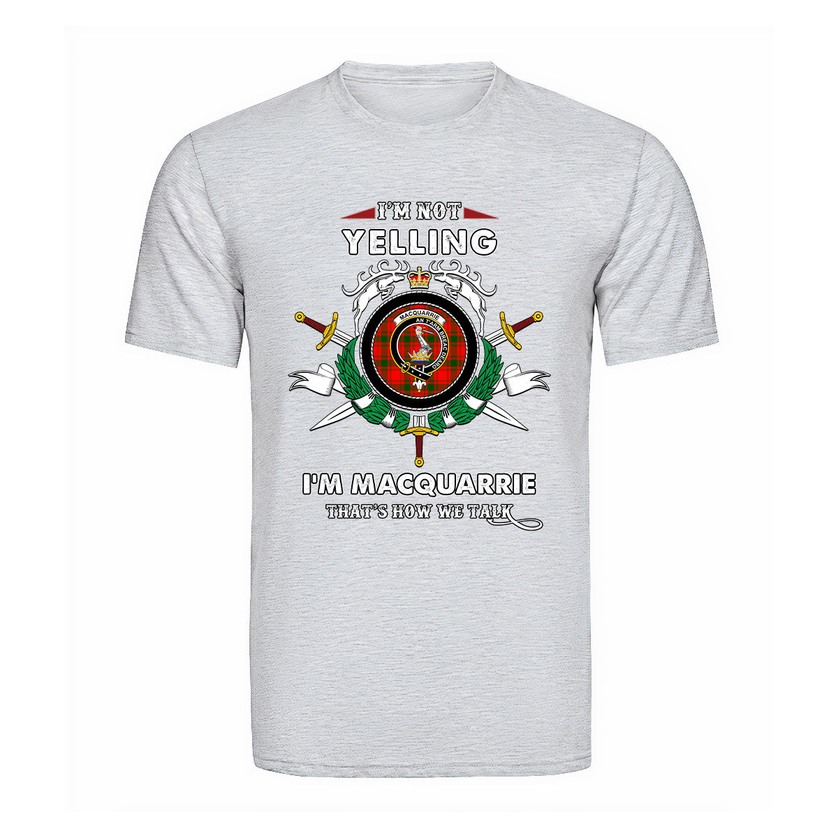 MacQuarrie Tartan Crest T-shirt - I'm not yelling style