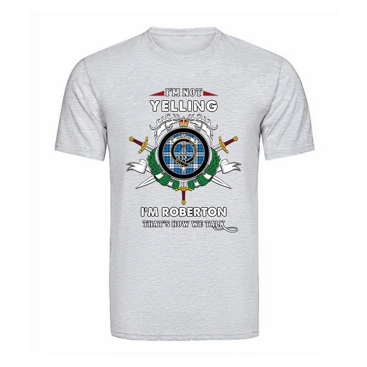 Roberton Tartan Crest T-shirt - I'm not yelling style