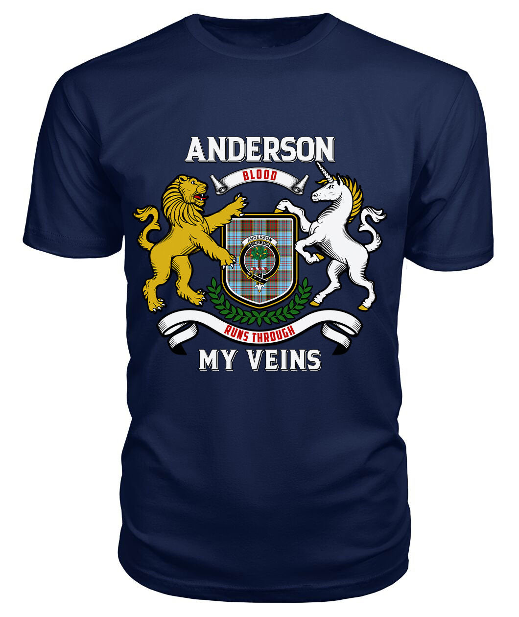 Anderson Ancient Tartan Crest 2D T-shirt - Blood Runs Through My Veins Style