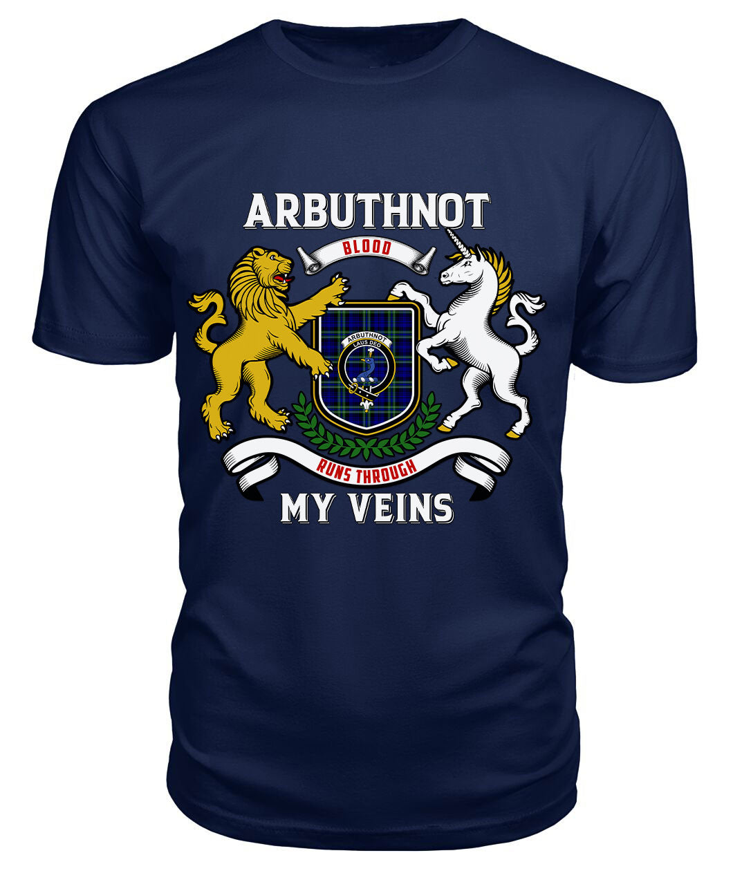 Arbuthnot Modern Tartan Crest 2D T-shirt - Blood Runs Through My Veins Style