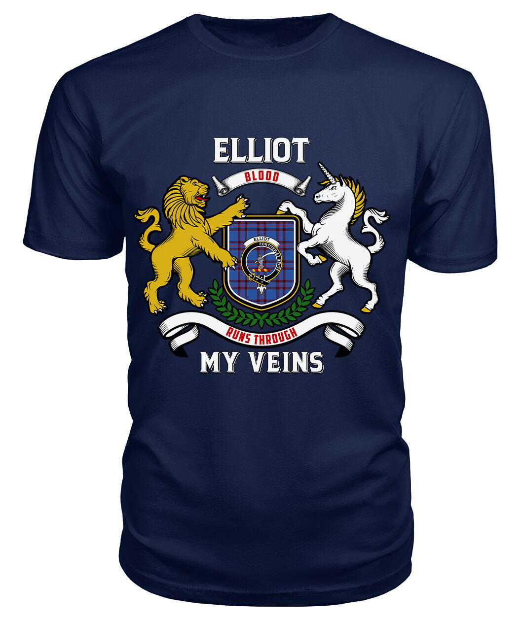 Elliot Modern Tartan Crest 2D T-shirt - Blood Runs Through My Veins Style