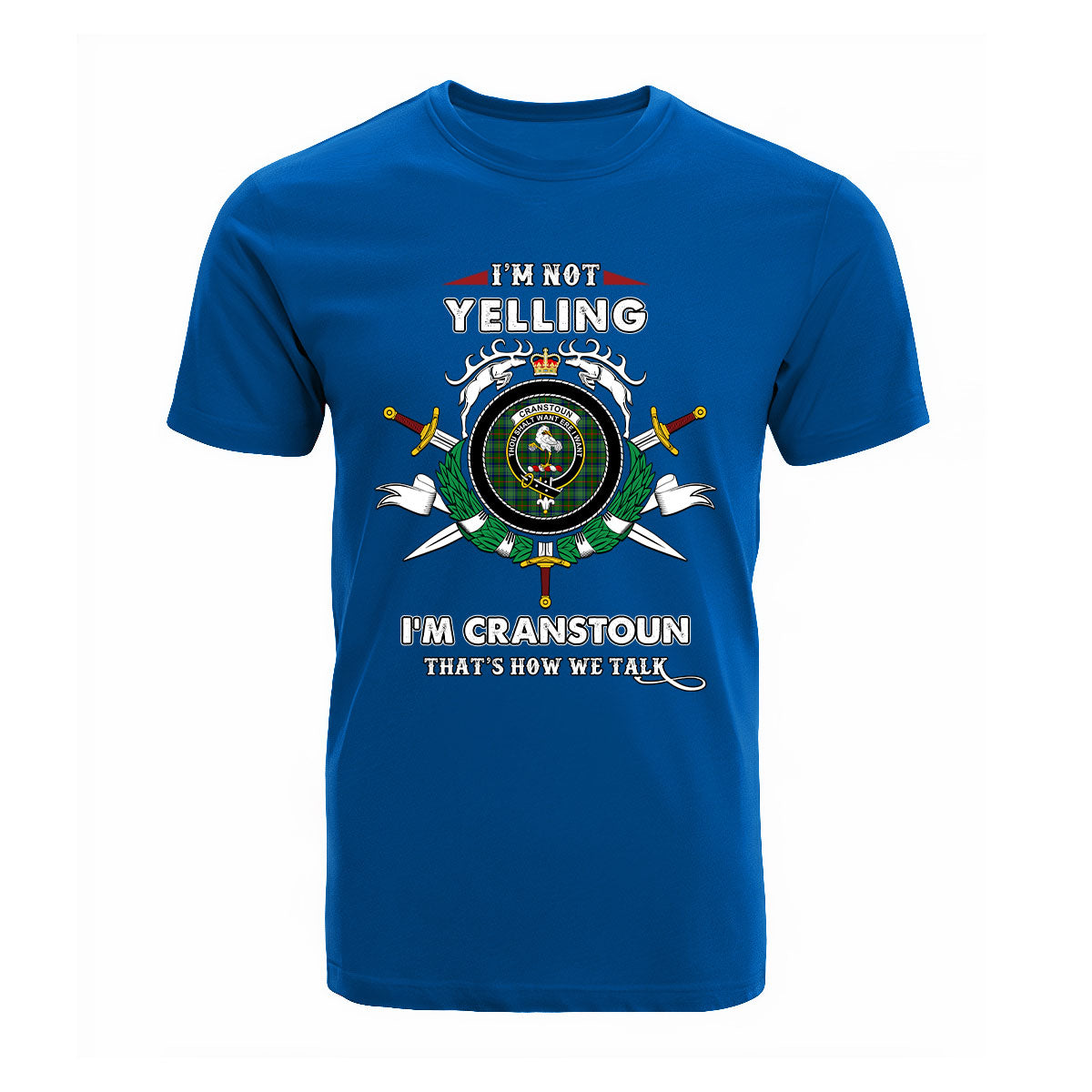 Cranstoun Tartan Crest T-shirt - I'm not yelling style