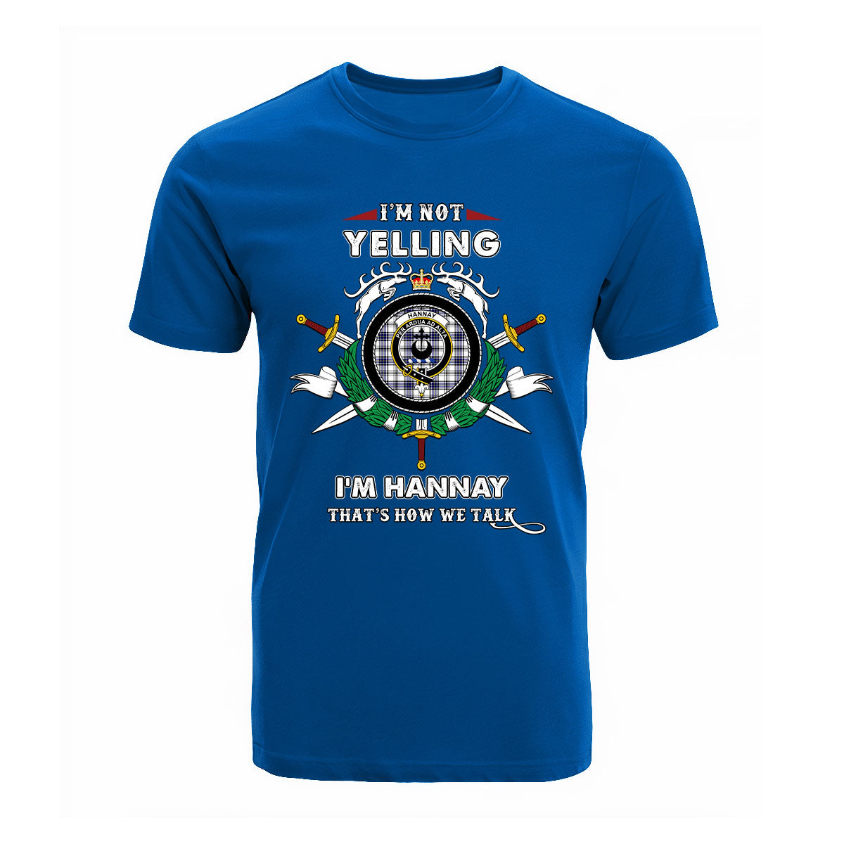 Hannay Tartan Crest T-shirt - I'm not yelling style