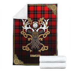 Ramsay Modern Tartan Crest Premium Blanket - Celtic Stag style