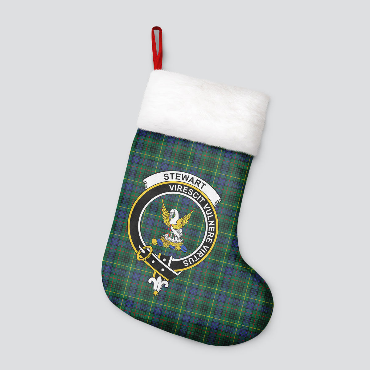 Stewart Hunting Modern Tartan Crest Christmas Stocking