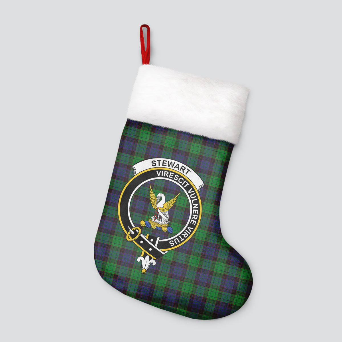 Stewart Old Modern Tartan Crest Christmas Stocking