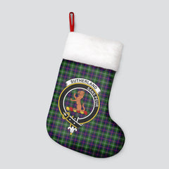 Sutherland Modern Tartan Crest Christmas Stocking