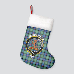 Sutherland Old Ancient Tartan Crest Christmas Stocking