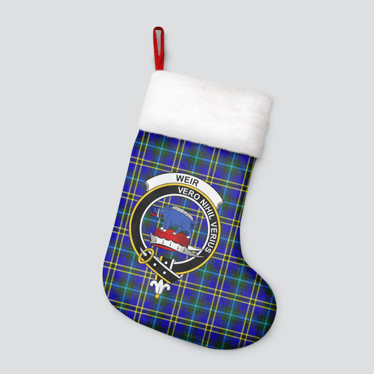 Weir Modern Tartan Crest Christmas Stocking