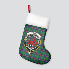 Young Modern Tartan Crest Christmas Stocking