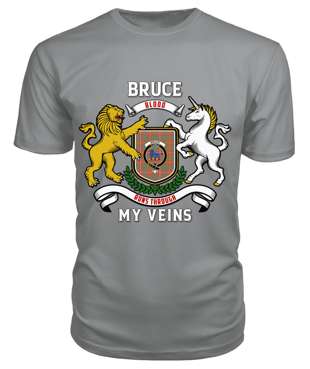 Bruce Ancient Tartan Crest 2D T-shirt - Blood Runs Through My Veins Style