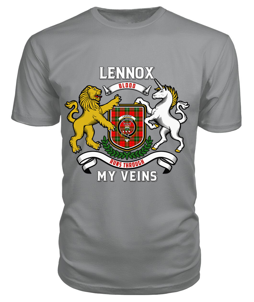 Lennox (Lennox Kincaid) Tartan Crest 2D T-shirt - Blood Runs Through My Veins Style