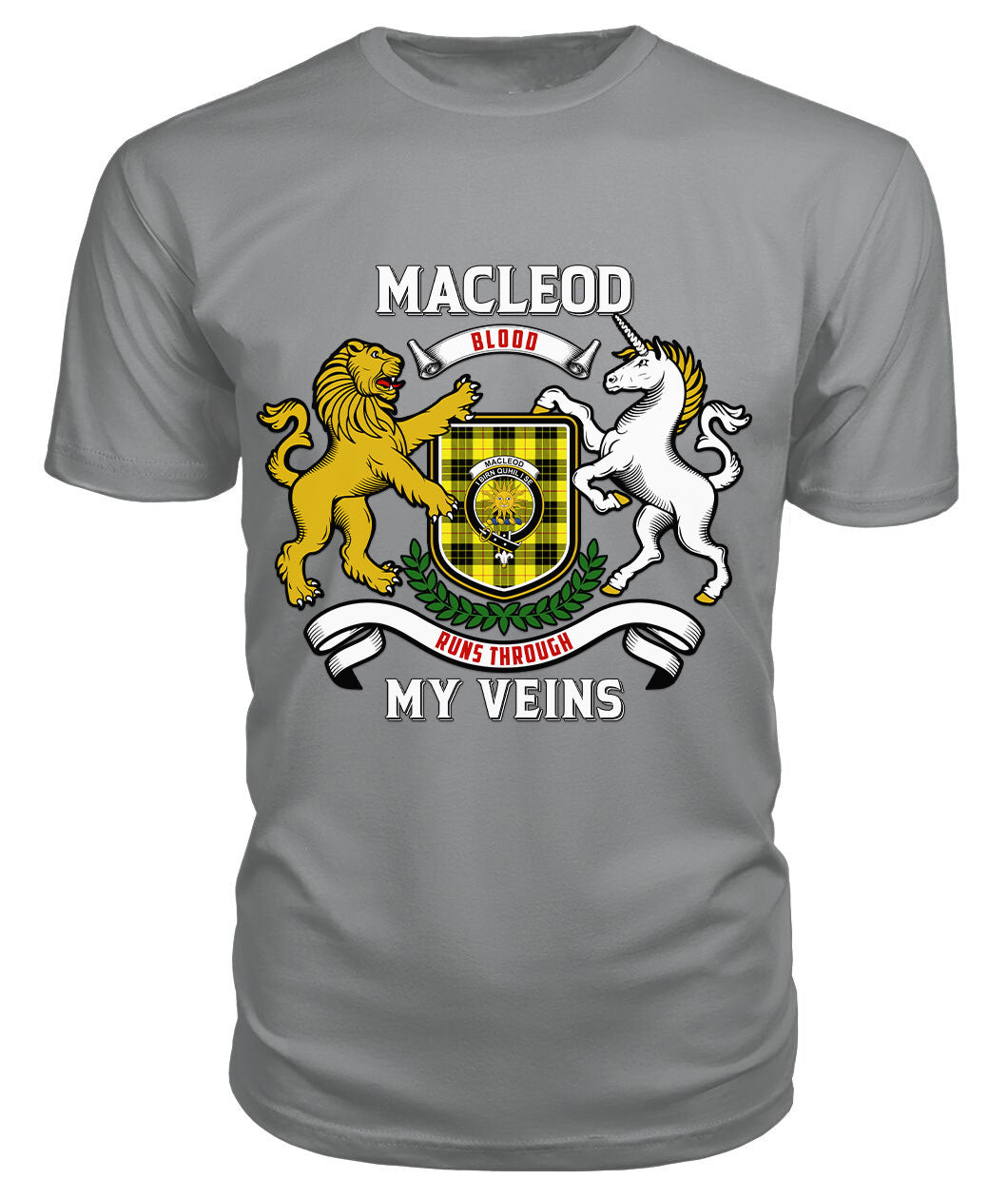 MacLeod of Lewis Modern Tartan Crest 2D T-shirt - Blood Runs Through My Veins Style