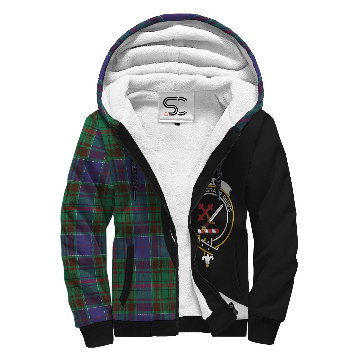 Adam Tartan Crest Sherpa Hoodie - Circle Style