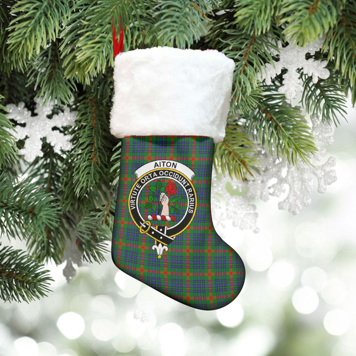 Aiton Tartan Crest Christmas Stocking