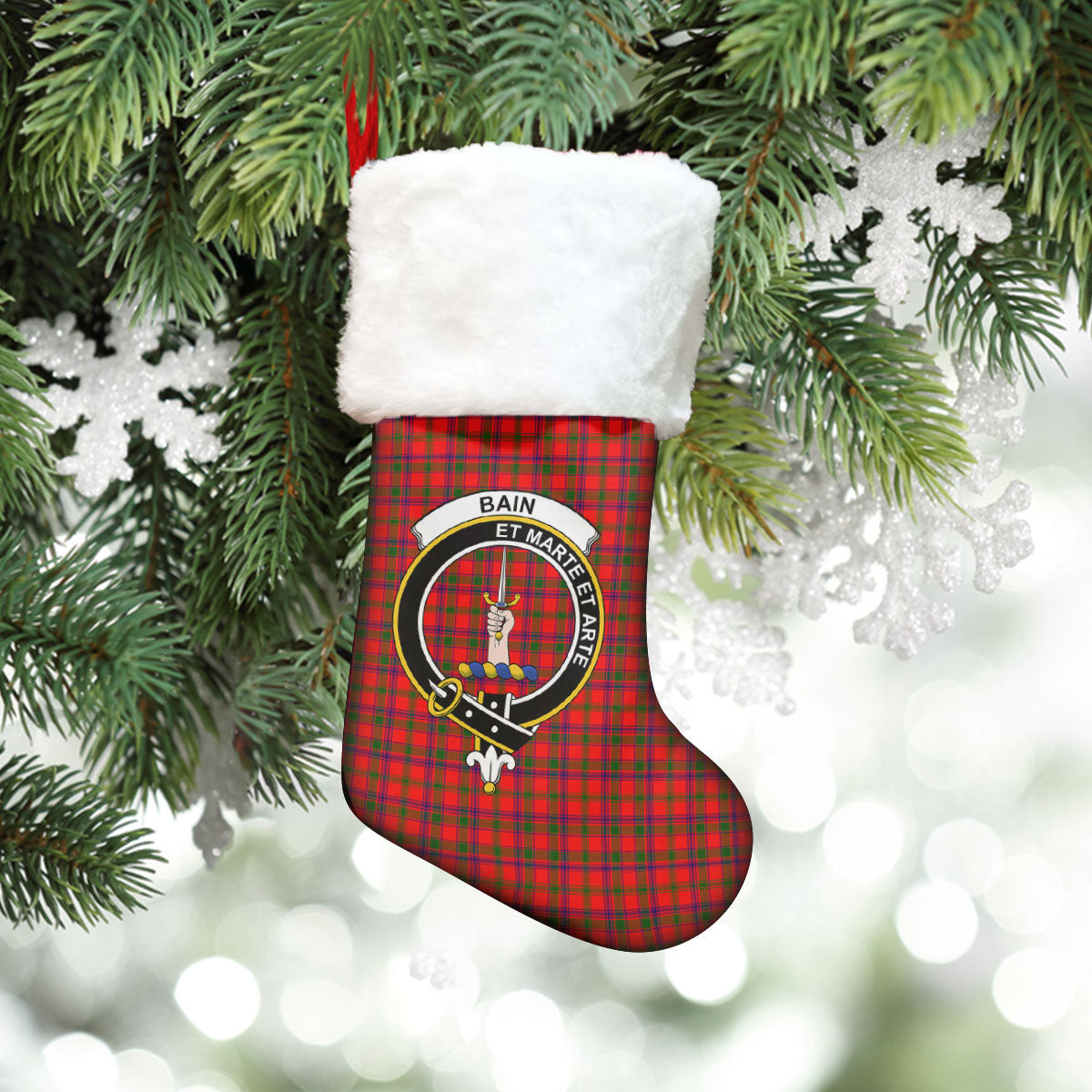 Bain Tartan Crest Christmas Stocking