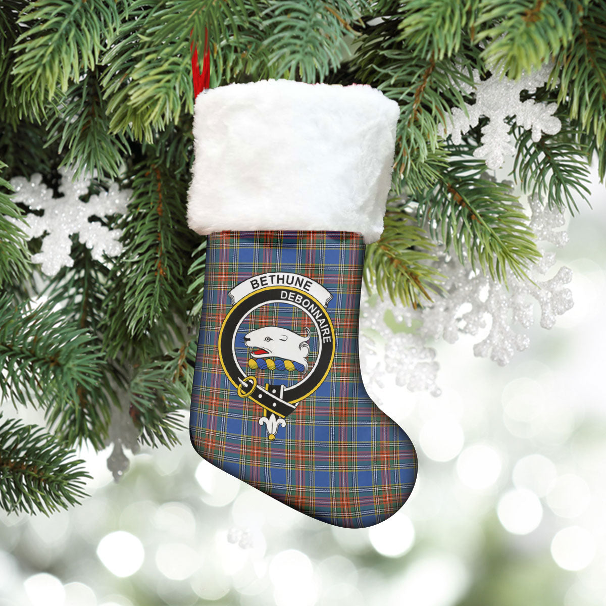 Bethune Ancient Tartan Crest Christmas Stocking