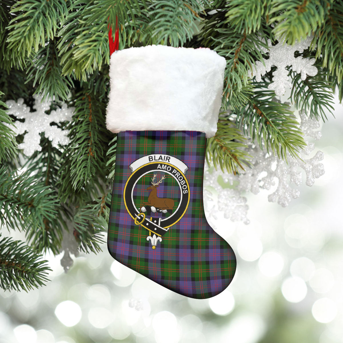 Blair Modern Tartan Crest Christmas Stocking