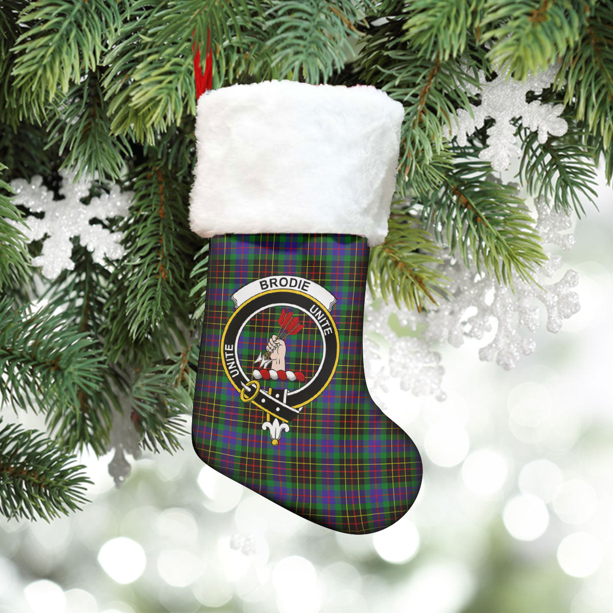 Brodie Hunting Modern Tartan Crest Christmas Stocking