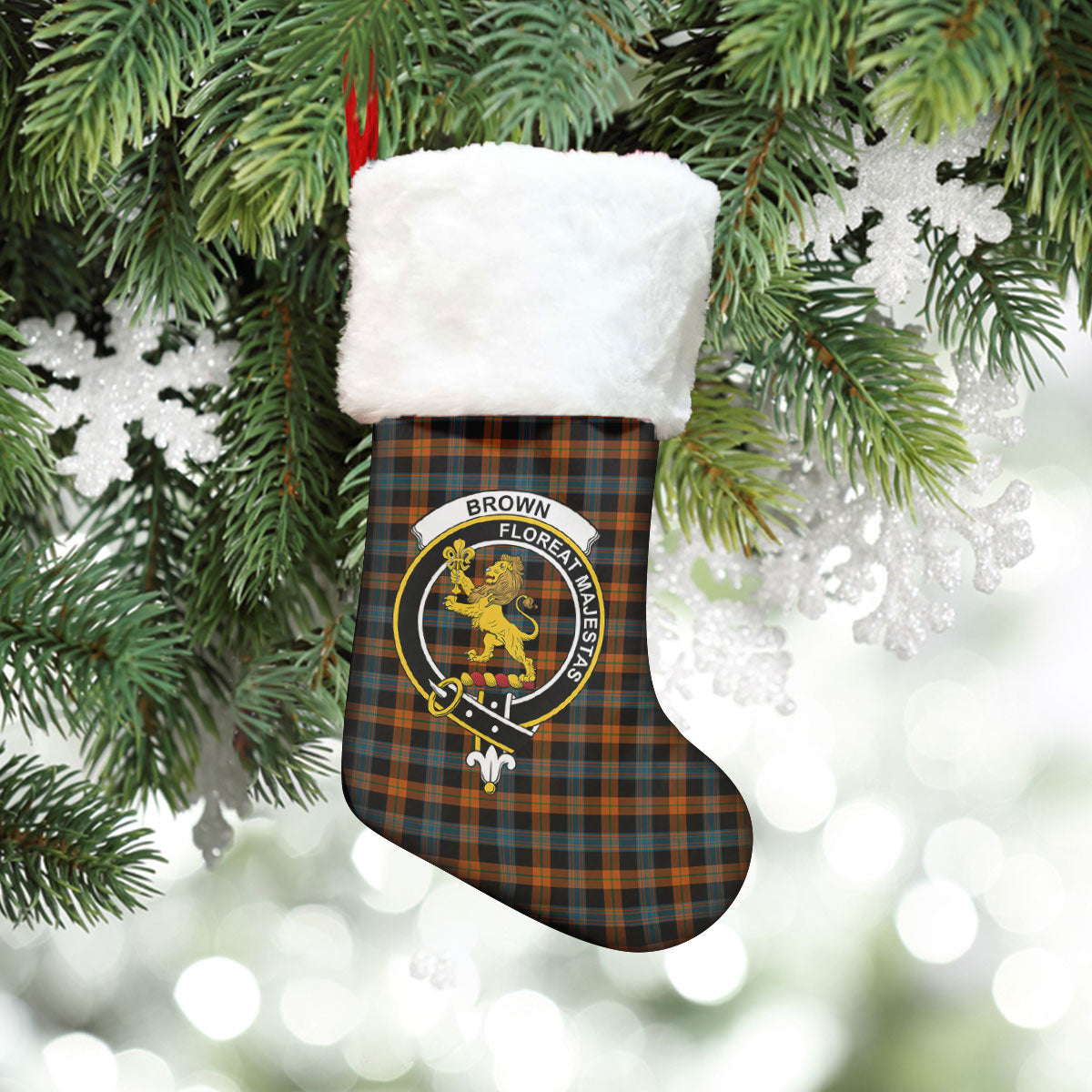 Brown Ancient Tartan Crest Christmas Stocking