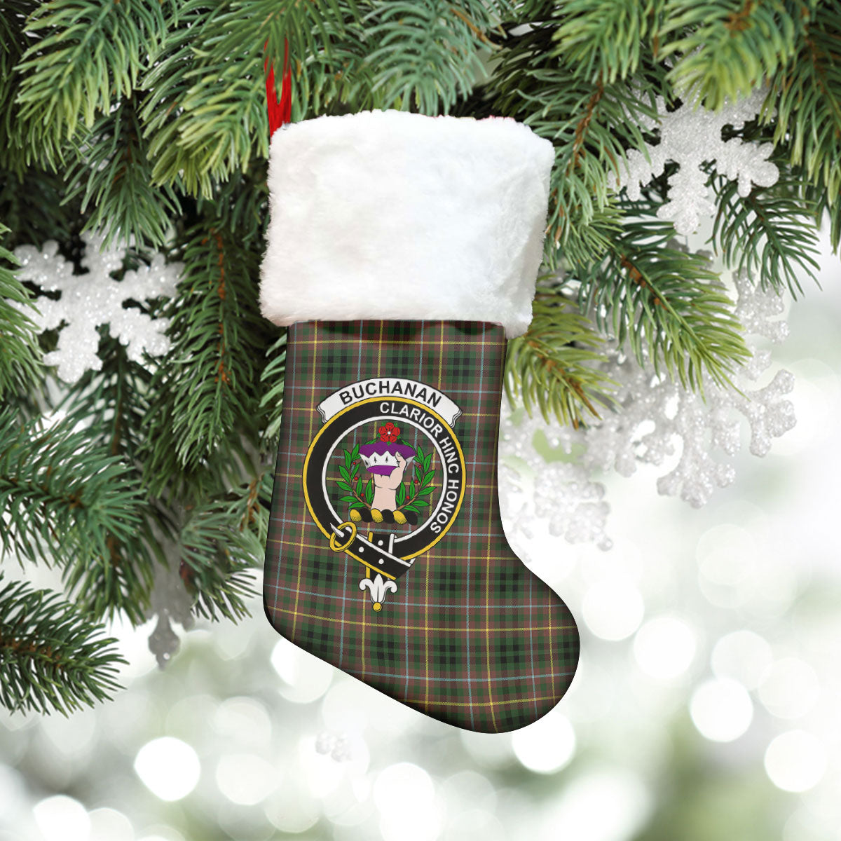 Buchanan Hunting Tartan Crest Christmas Stocking