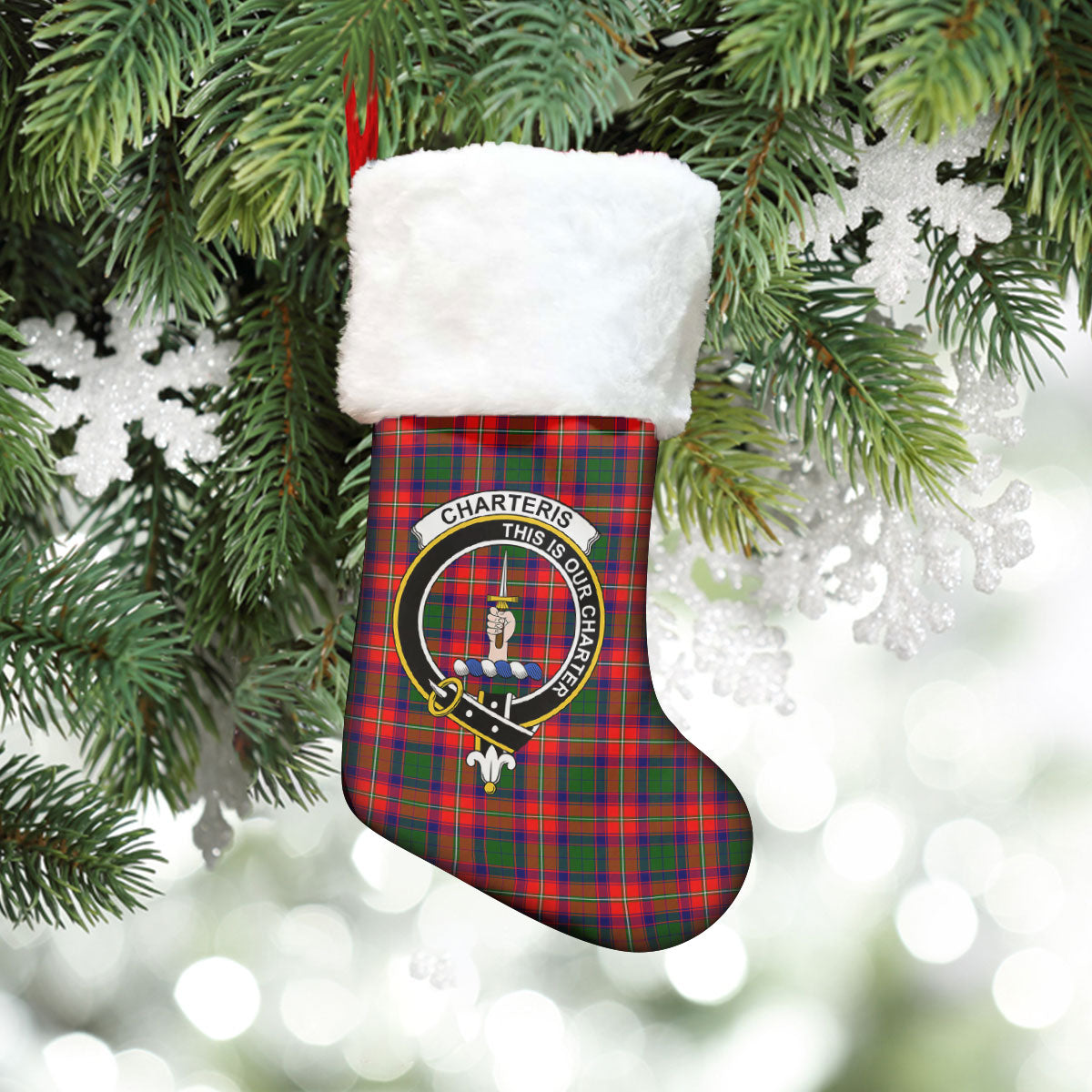 Charteris (Earl of Wemyss) Tartan Crest Christmas Stocking