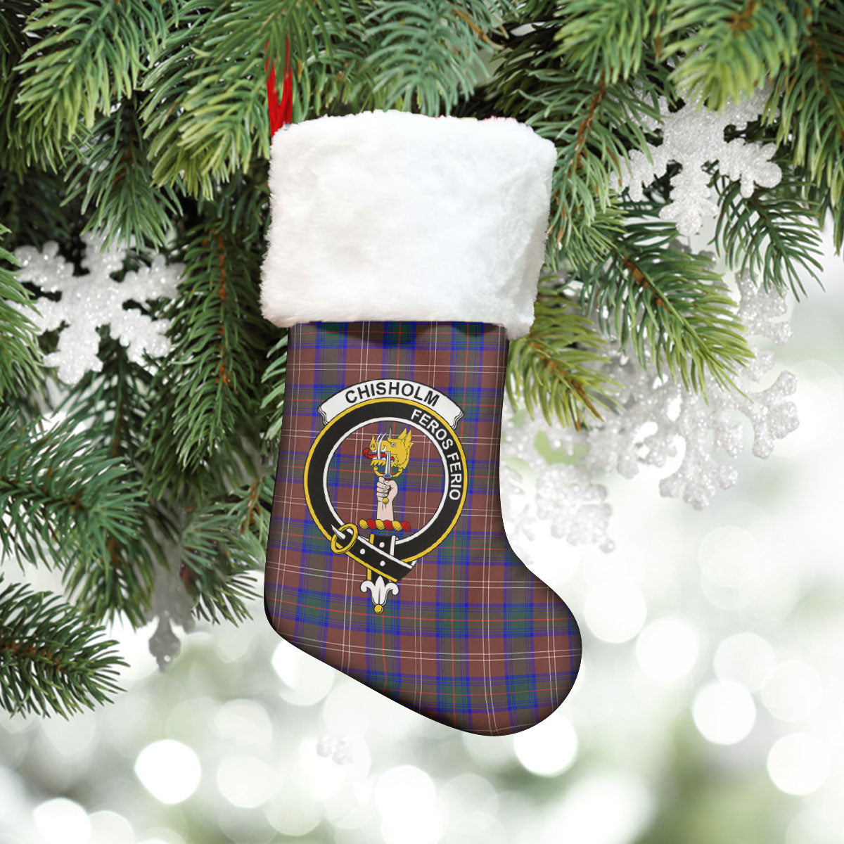 Chisholm Hunting Modern Tartan Crest Christmas Stocking