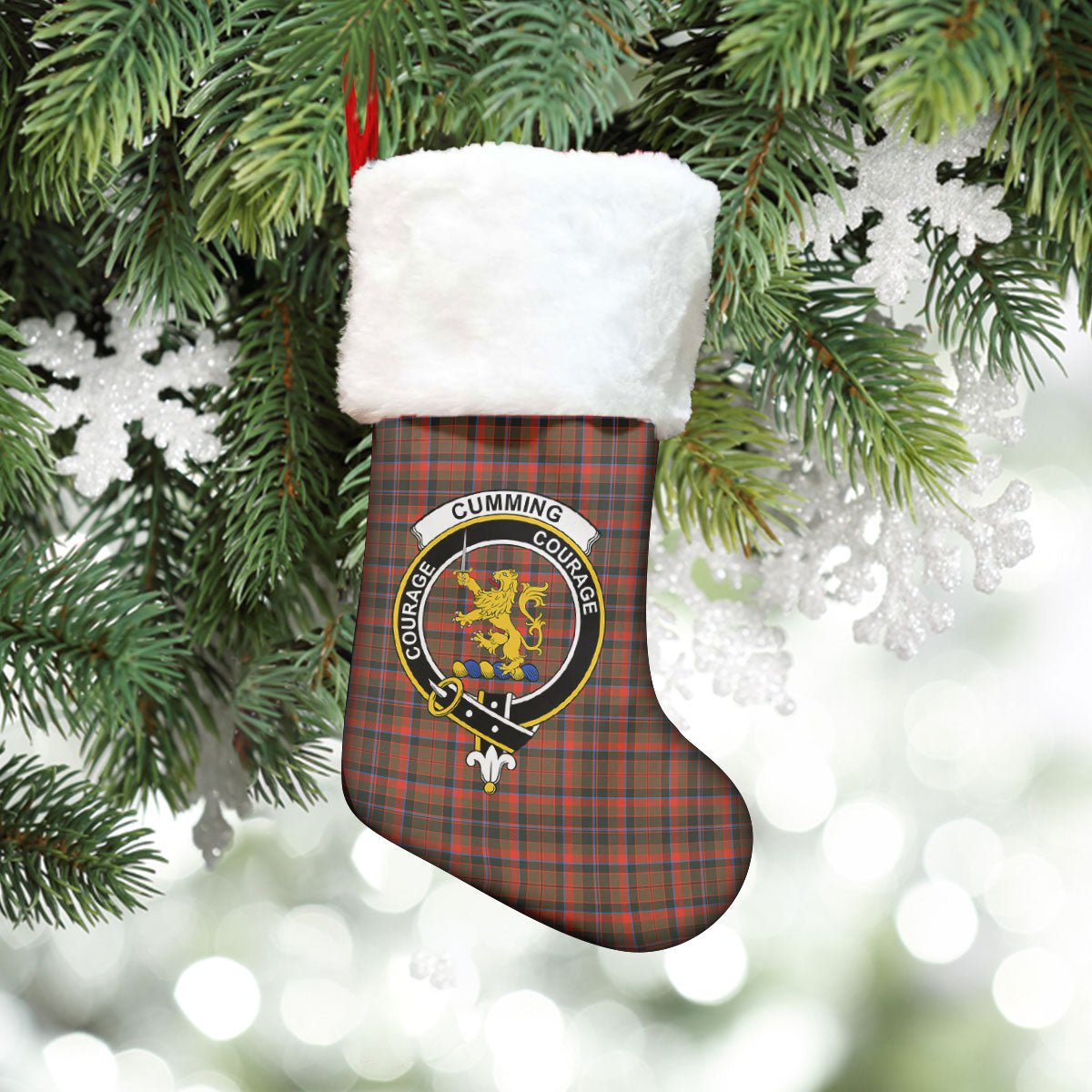 Cumming Hunting Weathered Tartan Crest Christmas Stocking