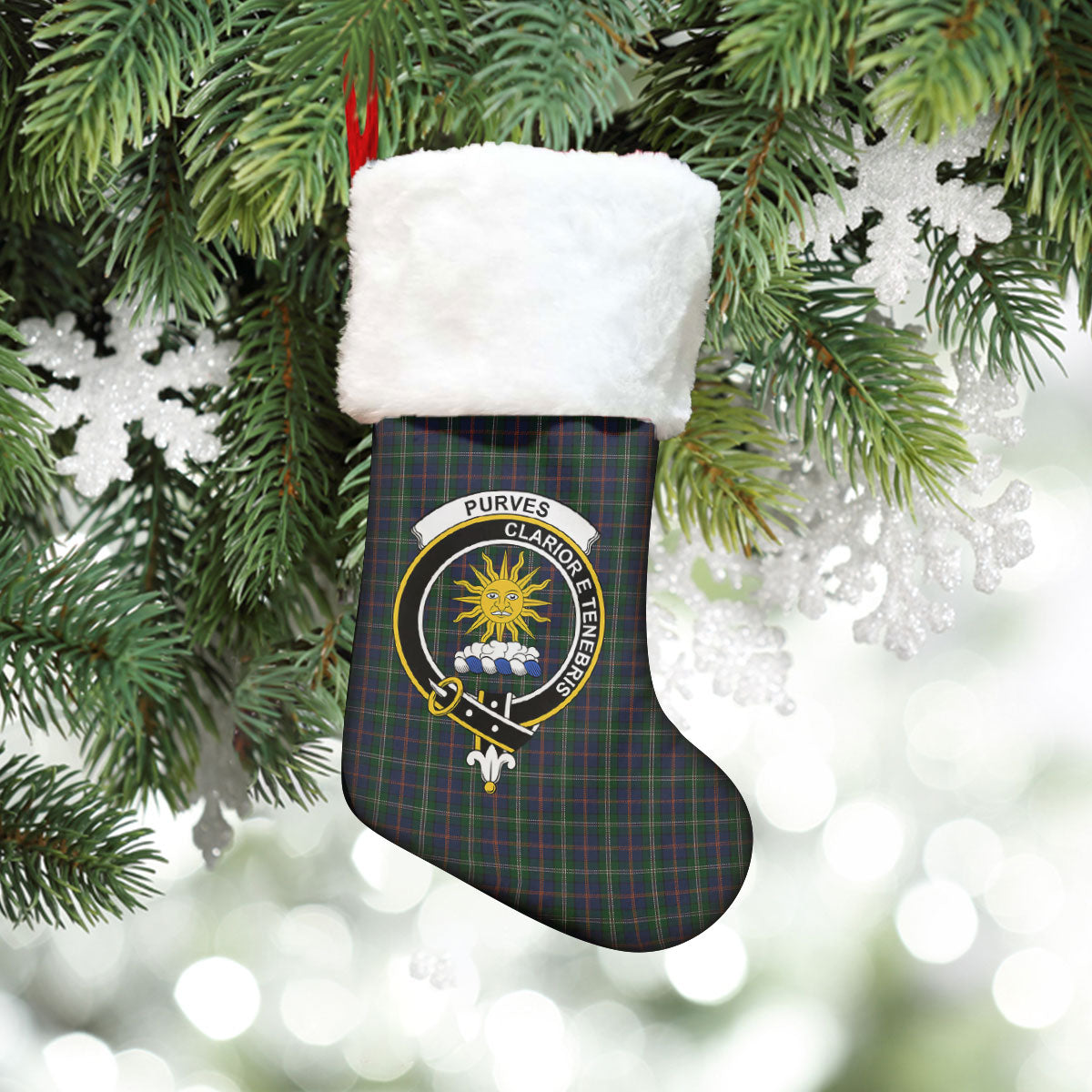 Purves Tartan Crest Christmas Stocking