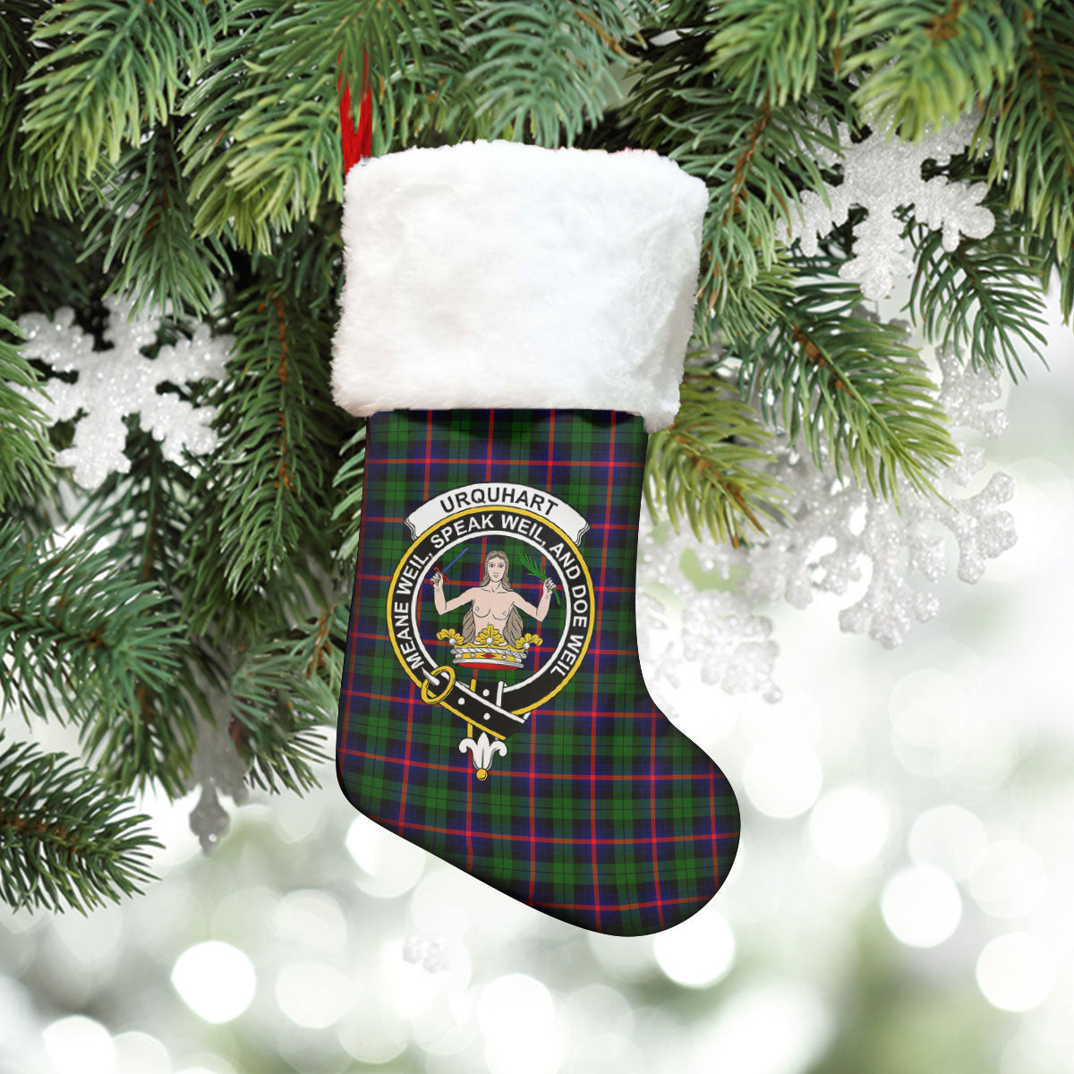 Urquhart Modern Tartan Crest Christmas Stocking