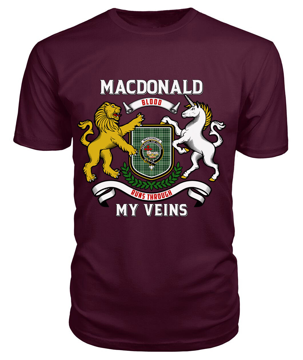 MacDonald Lord of the Isles Hunting Tartan Crest 2D T-shirt - Blood Runs Through My Veins Style