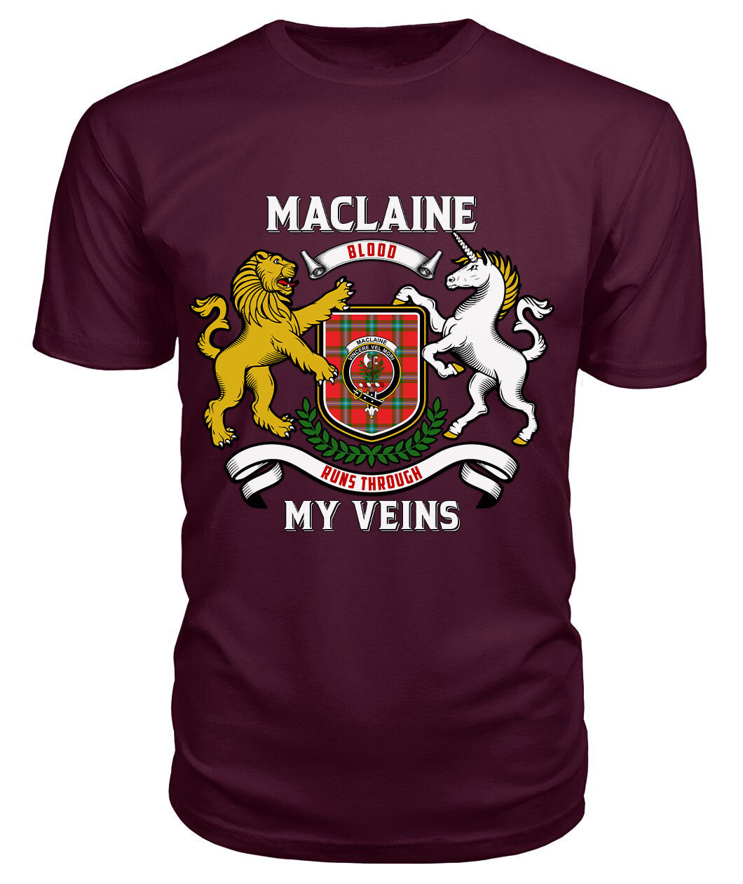 MacLaine of Loch Buie Tartan Crest 2D T-shirt - Blood Runs Through My Veins Style