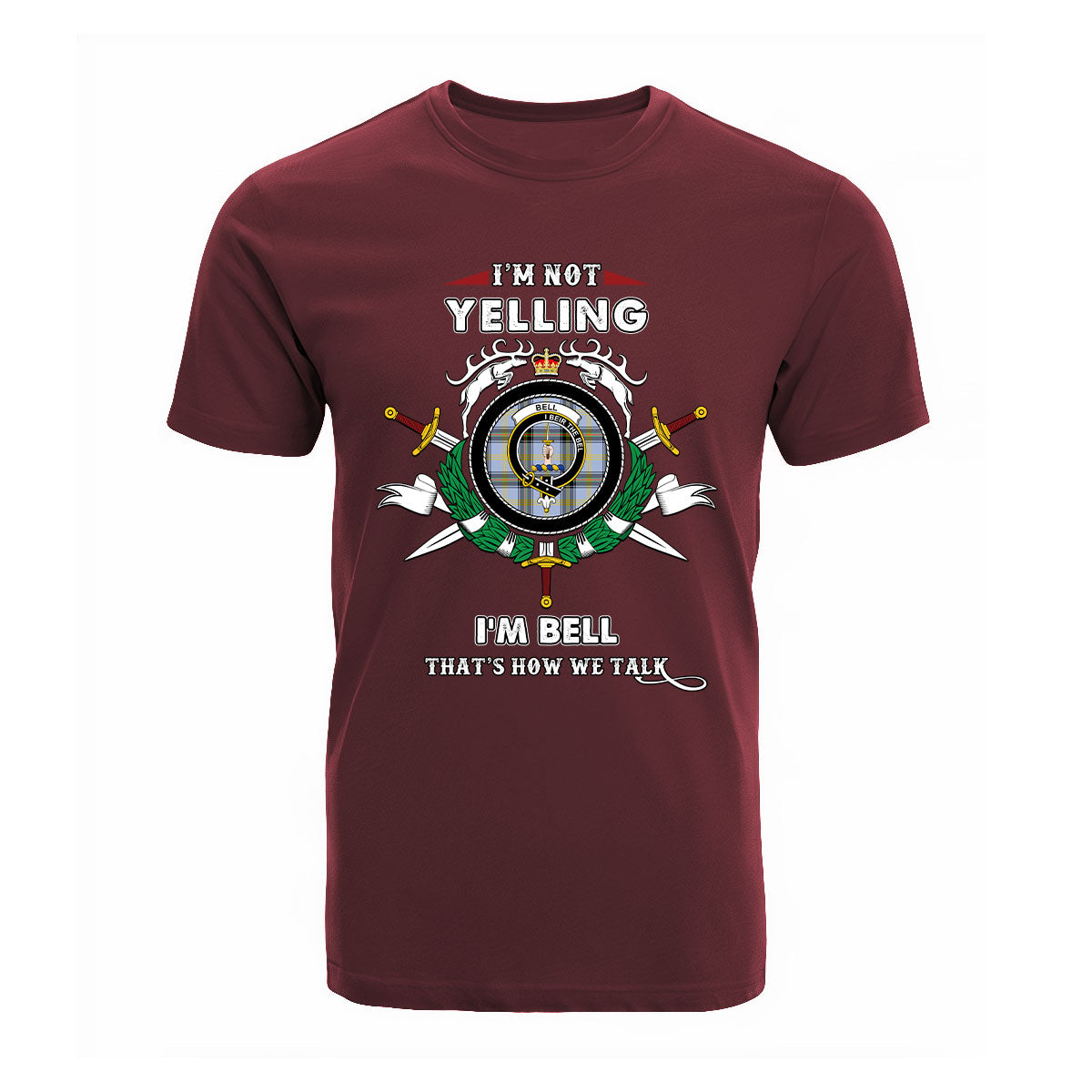 Bell Tartan Crest T-shirt - I'm not yelling style