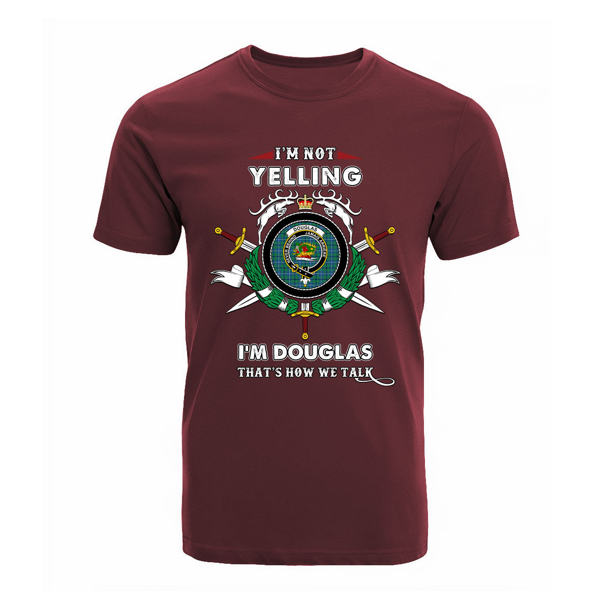 Douglas Tartan Crest T-shirt - I'm not yelling style