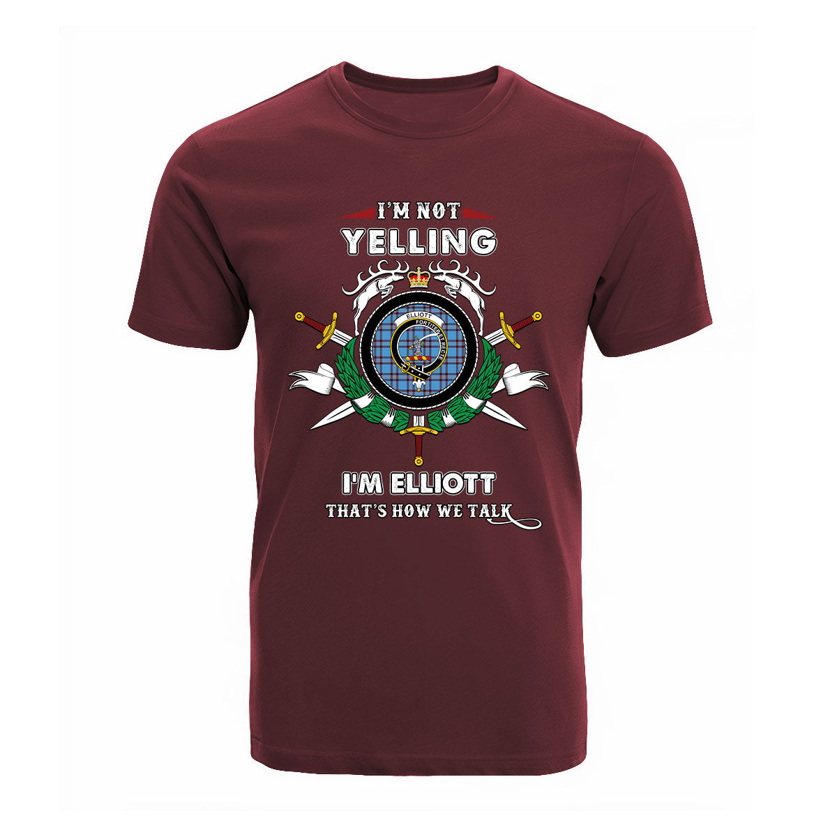 Elliott Tartan Crest T-shirt - I'm not yelling style