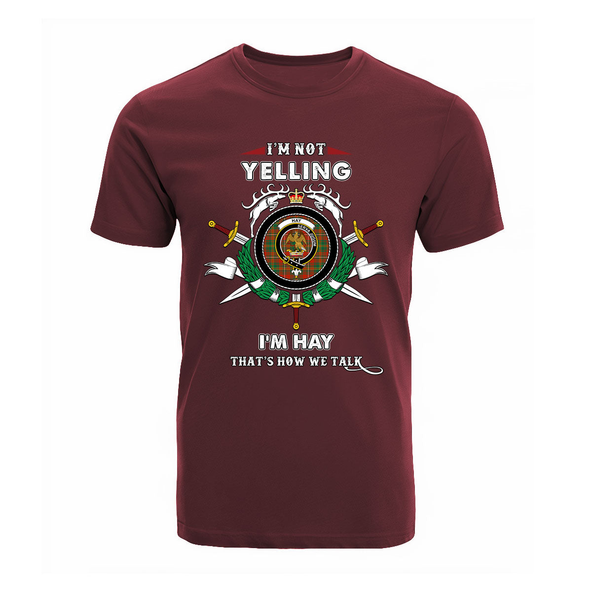 Hay Tartan Crest T-shirt - I'm not yelling style