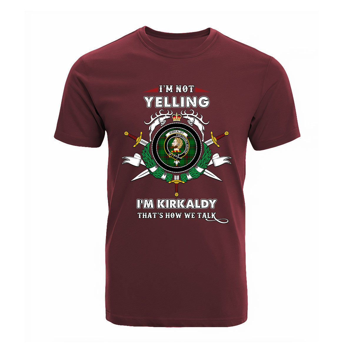 Kirkaldy Tartan Crest T-shirt - I'm not yelling style