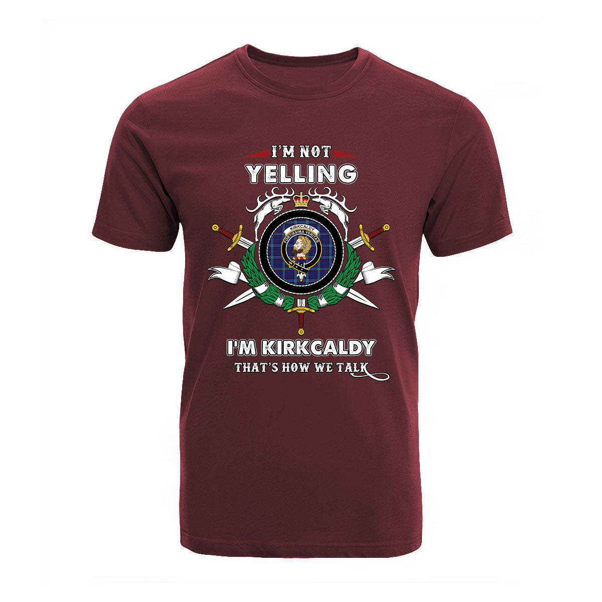 Kirkcaldy Tartan Crest T-shirt - I'm not yelling style