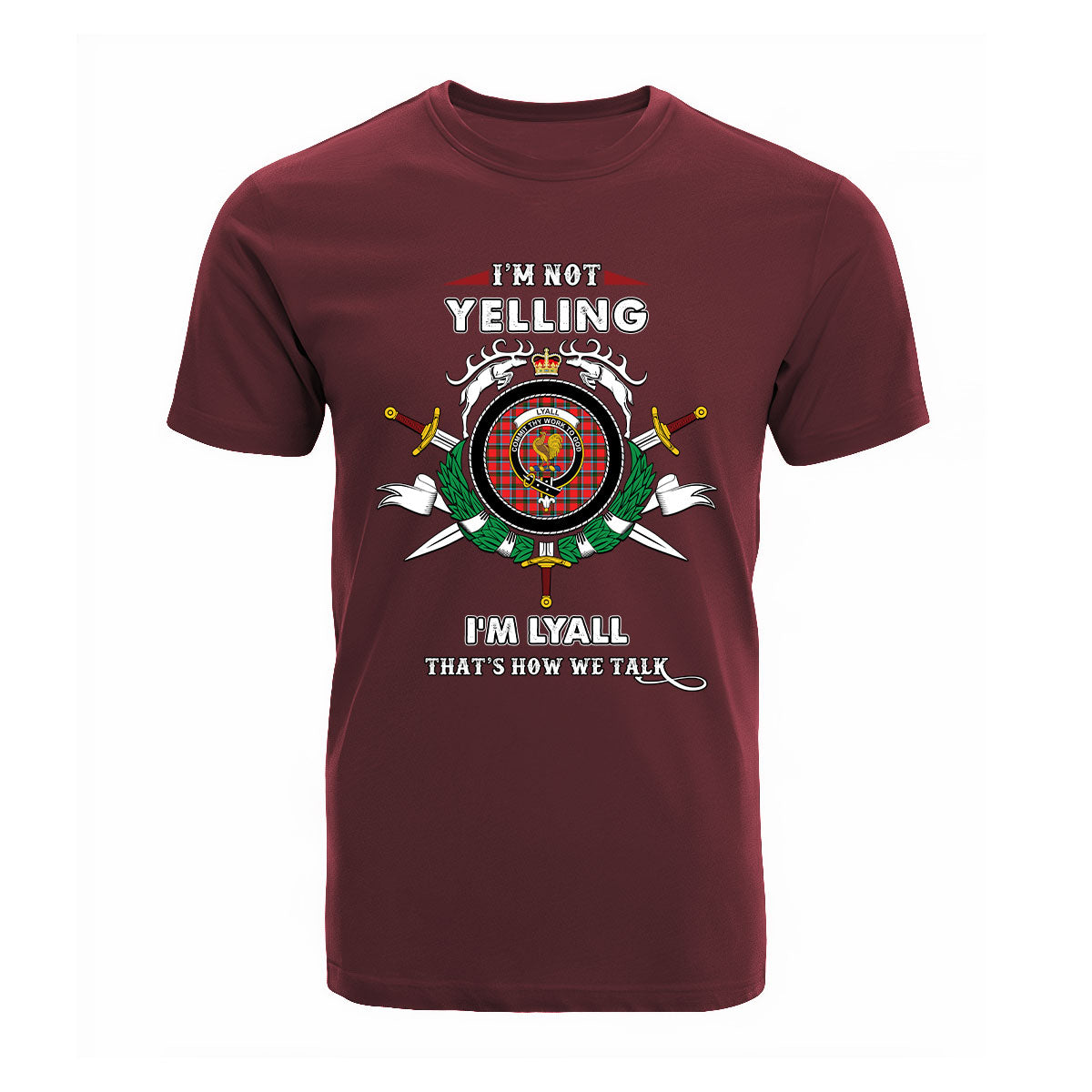 Lyall Tartan Crest T-shirt - I'm not yelling style