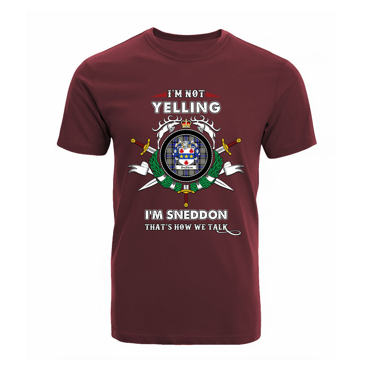 Sneddon Tartan Crest T-shirt - I'm not yelling style