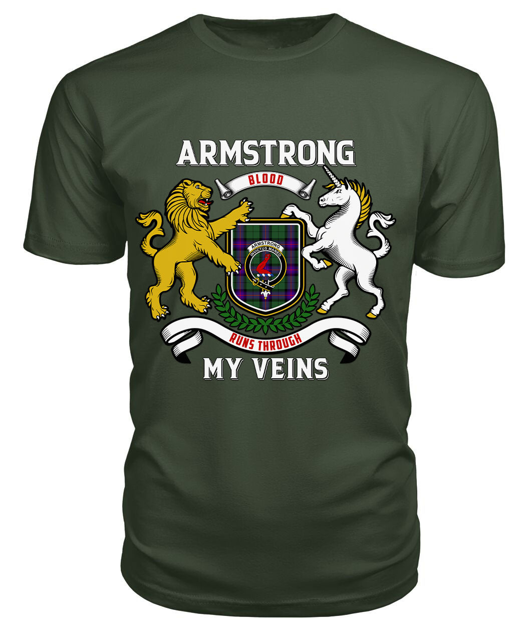 Armstrong Modern Tartan Crest 2D T-shirt - Blood Runs Through My Veins Style