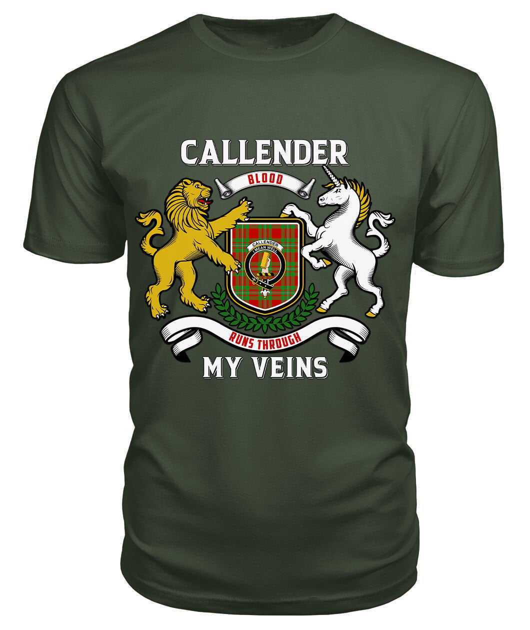 Callender Tartan Crest 2D T-shirt - Blood Runs Through My Veins Style