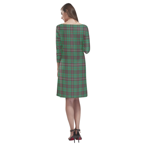 MacKinnon Hunting Ancient Tartan Dress - Round Neck Dress Clan Badge