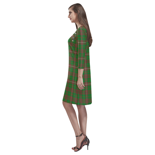 MacKinnon Hunting Modern Tartan Dress - Round Neck Dress Clan Badge