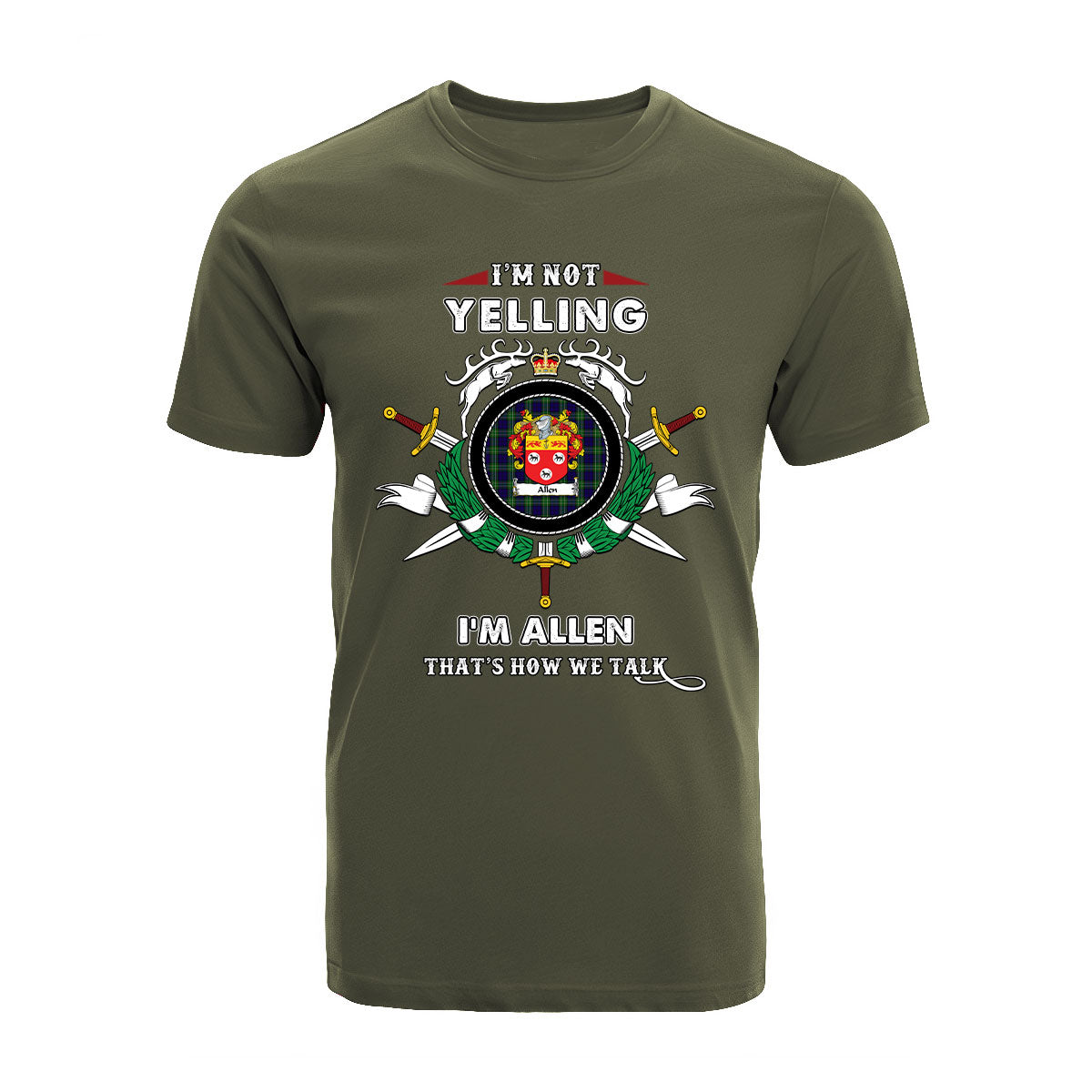 Allen Tartan Crest T-shirt - I'm not yelling style