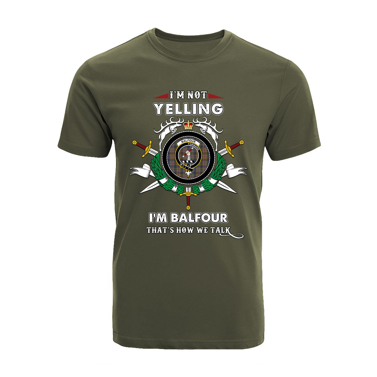 Balfour Tartan Crest T-shirt - I'm not yelling style